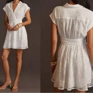 Anthropologie White Polo Collar Sundress